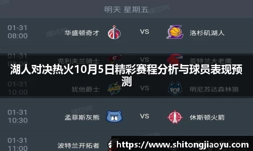湖人对决热火10月5日精彩赛程分析与球员表现预测